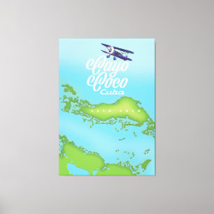 Lienzo Mapa vintage de Cayo Coco Cuba.