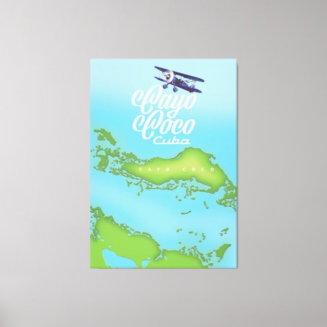 Lienzo Mapa vintage de Cayo Coco Cuba. (Anverso)