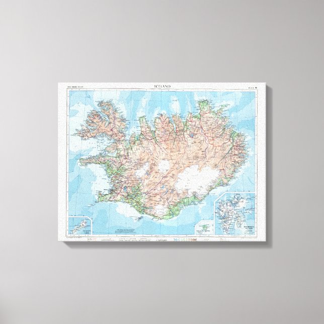 Lienzo Mapa vintage de Islandia (Anverso)