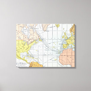 LIENZO MAPA: VOYAGOS ATLÁNTICOS