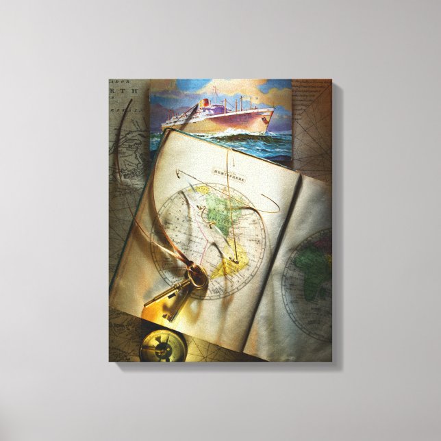 Lienzo Mapa y brújula (Anverso)