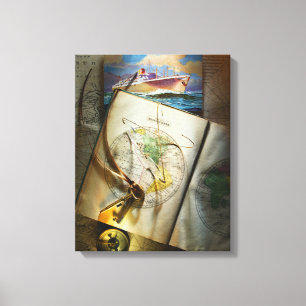 Lienzo Mapa y compás