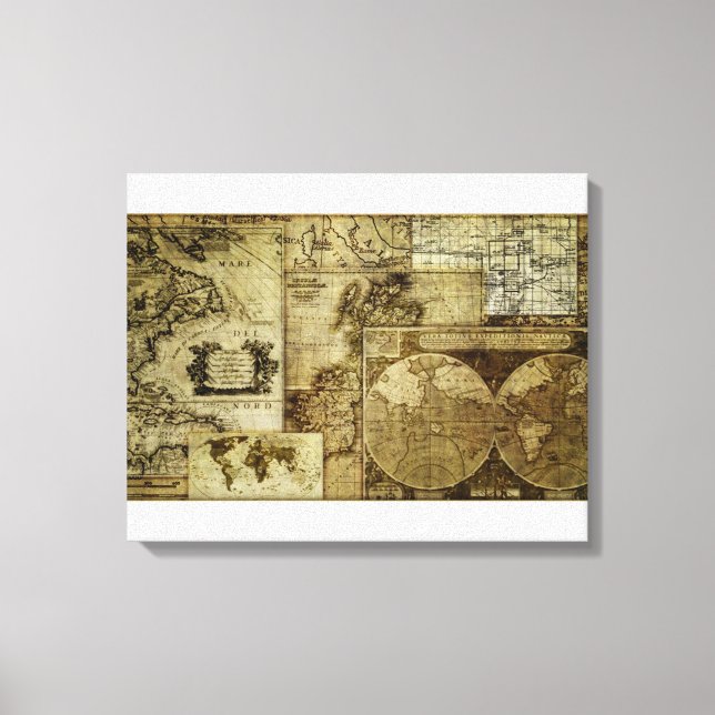 Lienzo Mapas antiguos del mundo (Anverso)