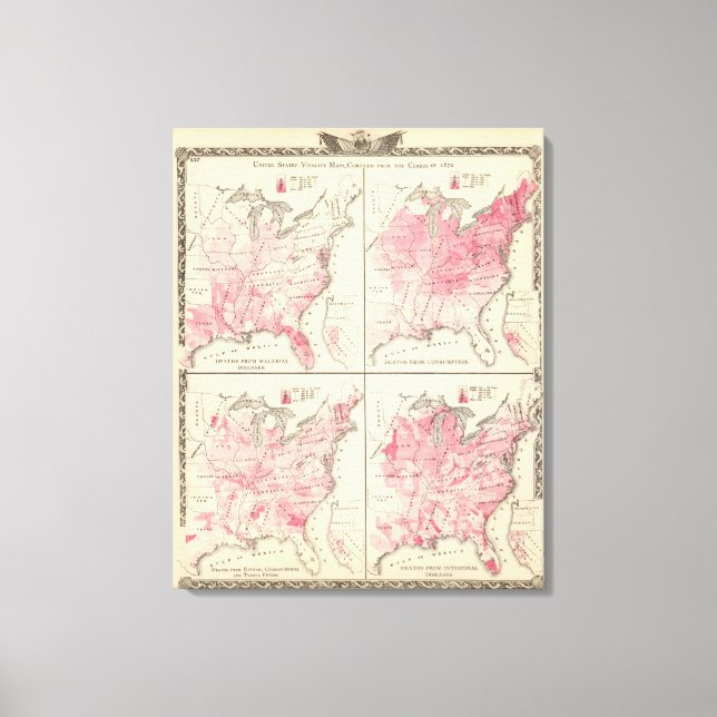 Lienzo Mapas de vitalidad de Estados Unidos (Anverso)
