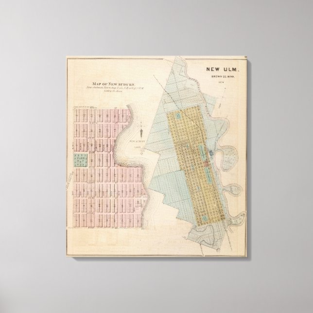 Lienzo Mapas del nuevo Auburn, Minnesota (Anverso)