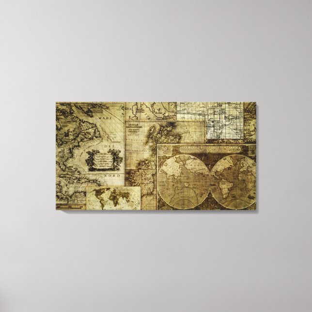 Lienzo Mapas del viejo mundo vintage (Anverso)
