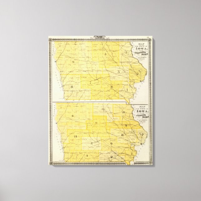 Lienzo Mapas estatales de Iowa (Anverso)