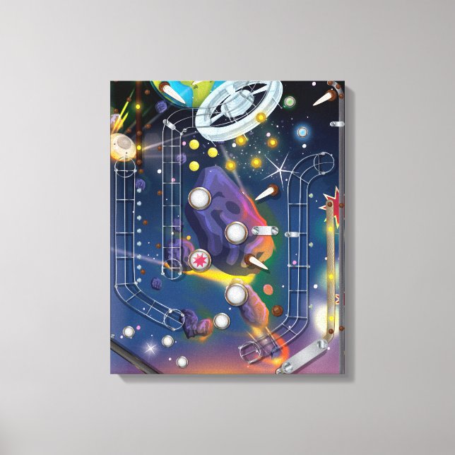 Lienzo Máquina de Pinball Super Espacio (Anverso)
