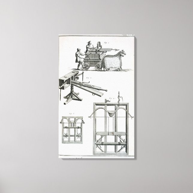 Lienzo Maquinaria balística romana, de la Enciclopedie (Anverso)