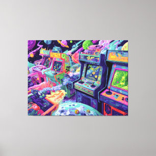 Lienzo Máquinas Retro de Arcade en el Espacio