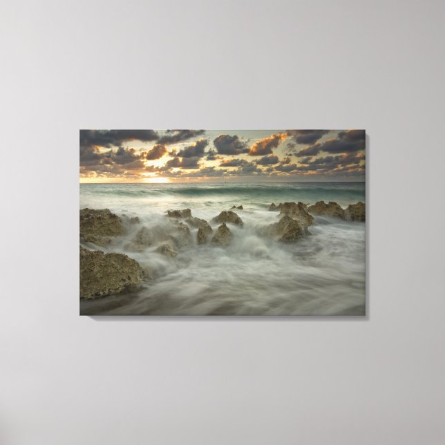 Lienzo Mar Caribe, Islas Caimán.  Olas rompientes 3 (Anverso)