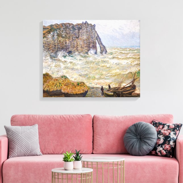 Lienzo Mar de la tormenta en É tratado | Monet | (Insitu (Sala de estar))