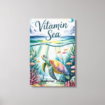 Mar de Vitaminas Acuarela Tortuga Marina Bajo el A