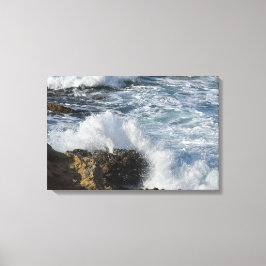 Lienzo Mar tormentoso, olas que caen sobre rocas