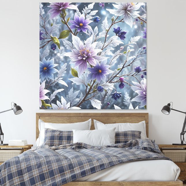 Lienzo Maravillosa Belleza De Flor De Invierno Escarchada (Insitu(Dormitorio))