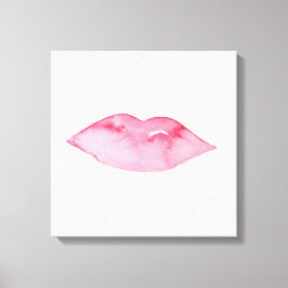 Lienzo Marca de maquillaje de labios rosa color agua