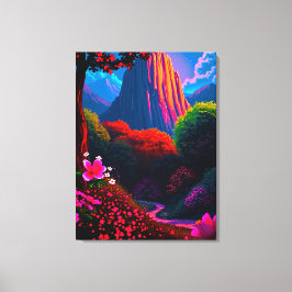 Lienzo Märchenhafter Wanderpfad durch blühende Berglandsc