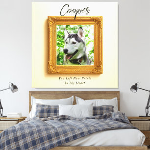 Lienzo Marco de Foto Dorado Elegante Memorial de Perro
