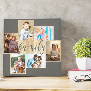 Lienzo Marco de madera con collage de fotos familiares Gr