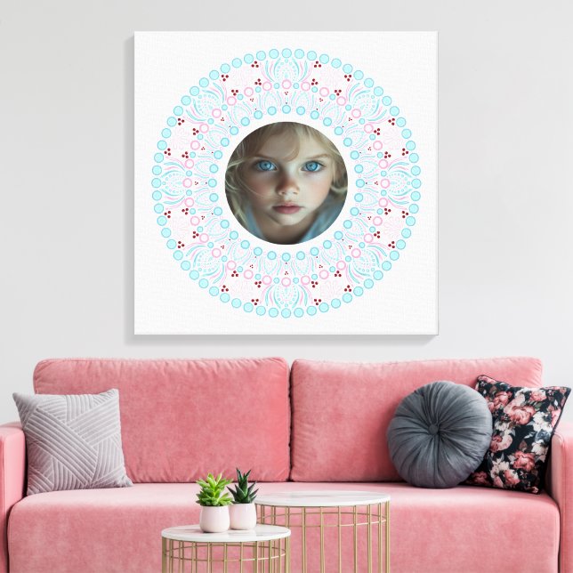 Lienzo Marco de Mandala rosa y azul Pastel Bonito persona (Insitu (Sala de estar))