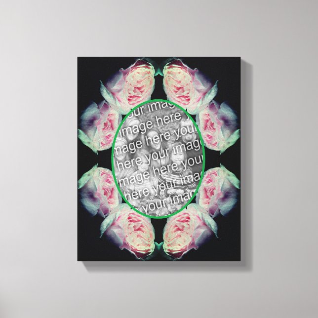 Lienzo Marco de rosas rosadas Crea tu propia foto (Anverso)