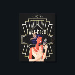 Lienzo Marco dorado Lady Singer de los años 20<br><div class="desc">Estilo Art Deco vintage con esta glamorosa cantante de los años 20 con micrófono y un marco de estilo de los años 20 y tipografía Art Deco y 1925.</div>