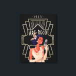 Lienzo Marco dorado Lady Singer de los años 20<br><div class="desc">Estilo Art Deco vintage con esta glamorosa cantante de los años 20 con micrófono y un marco de estilo de los años 20 y tipografía Art Deco y 1925.</div>