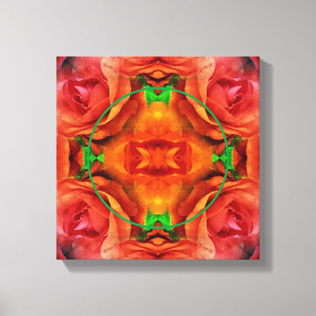 Lienzo Marco floral de rosa roja cree su propia foto (Anverso)