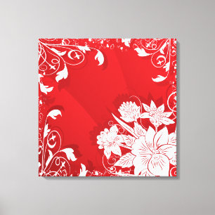 Lienzo Marco floral rojo y blanco