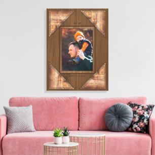 Lienzo Marco personalizado con patrón de madera rústica 3