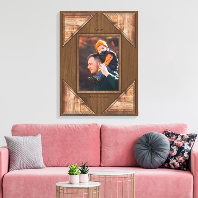 Lienzo Marco personalizado con patrón de madera rústica 3 (Insitu (Sala de estar))