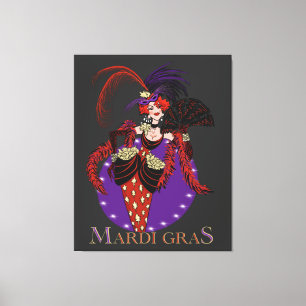 Lienzo Mardi Gras 2021 estilo vintage dama Nueva Orleans