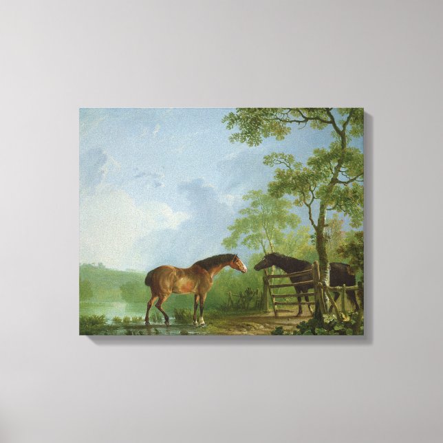 Lienzo Mare y Stallion en un paisaje (Anverso)