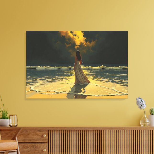 Lienzo Marea Dorada de Soledad | Mareas Celestiales (Insitu (Sala de estar))
