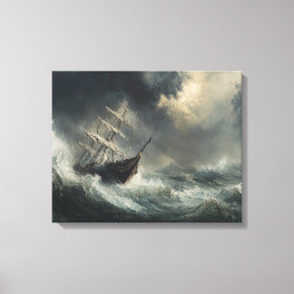 Lienzo Mares de tormenta Barco de vela Pintura Muro Decor