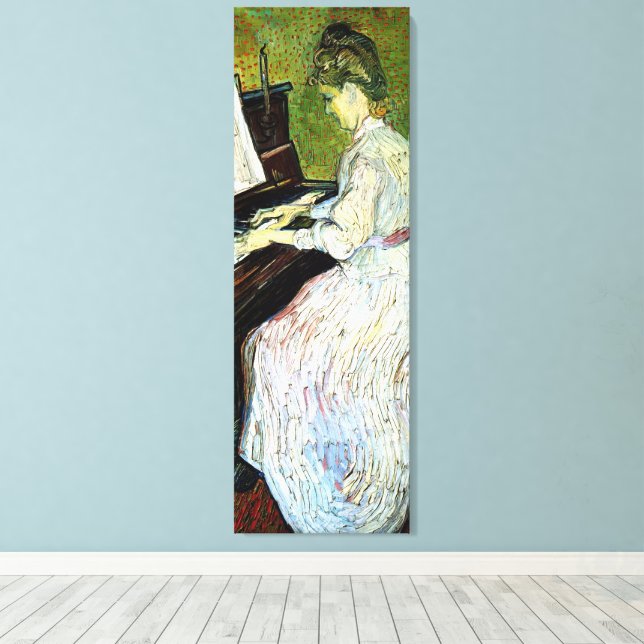 Lienzo Marguerite Gachet al piano de Vincent van Gogh (Insitu (piso de madera))