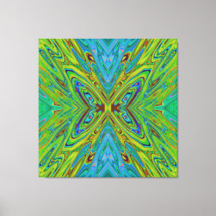Lienzo Mariposa abstracta trippy chartreuse y azul