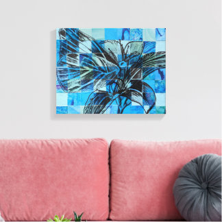 Lienzo Mariposa azul mosaico