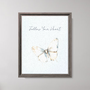 Lienzo Mariposa blanca azul bonito