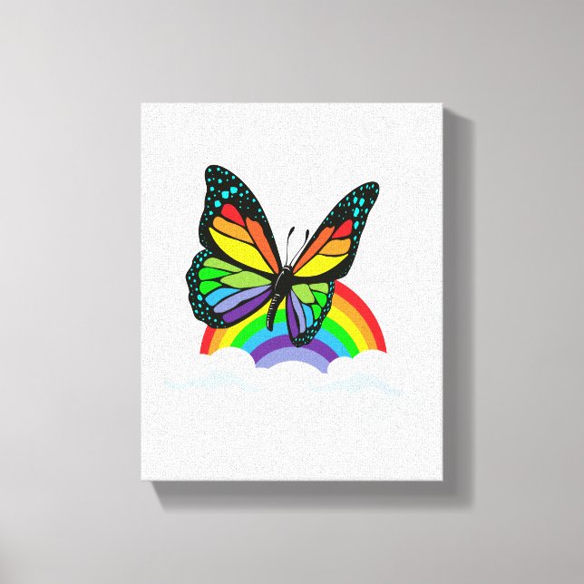 Lienzo Mariposa con arcoiris (Anverso)