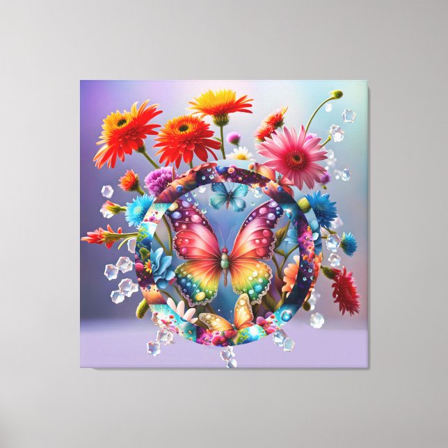 Lienzo Mariposa de flores (Anverso)
