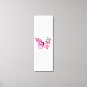 Lienzo Mariposa de flores con Sakura rosa