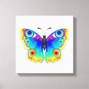 Lienzo Mariposa de ojo de pavo real arcoíris