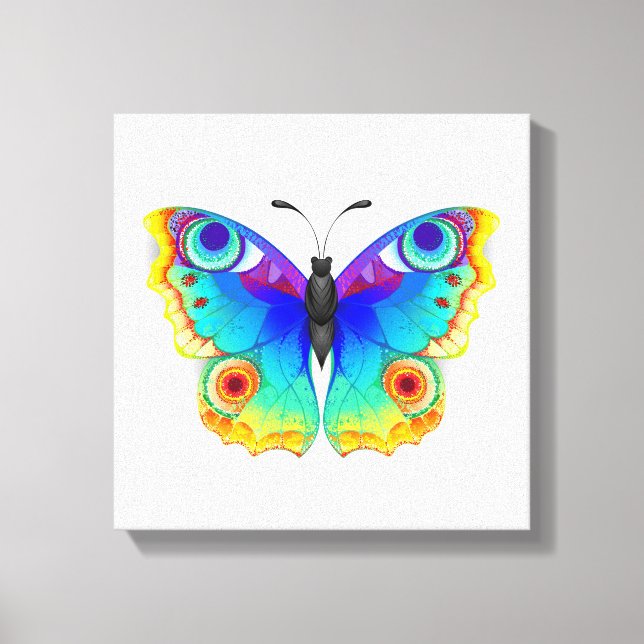Lienzo Mariposa de ojo de pavo real arcoíris (Anverso)