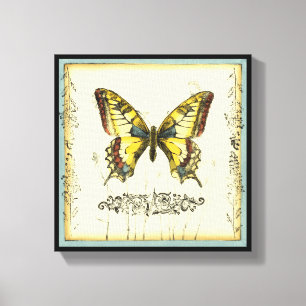 Lienzo Mariposa decorativa con flores silvestres