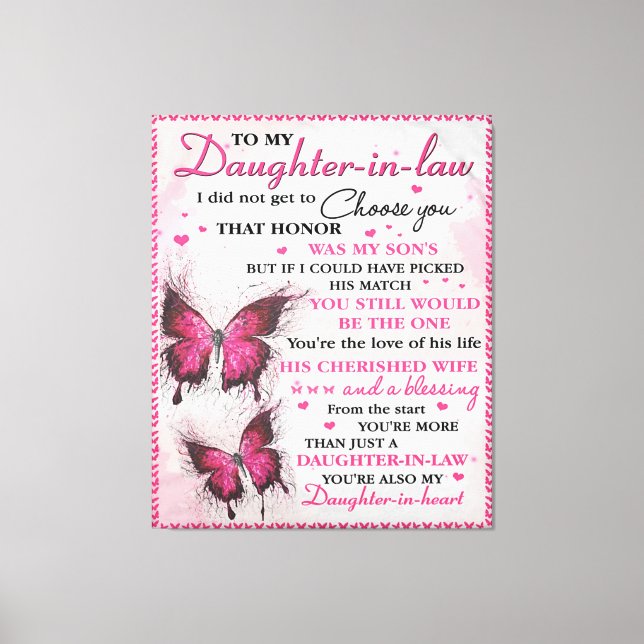 Lienzo Mariposa DIL, también eres mi hija de corazón (Anverso)