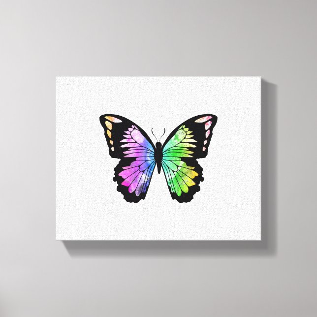 Lienzo Mariposa en colores arcoiris (Anverso)