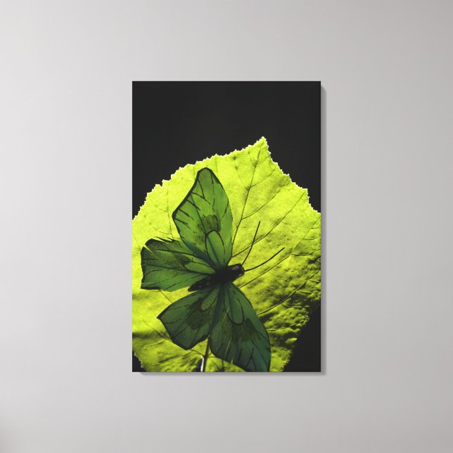 Lienzo Mariposa en hoja (Anverso)