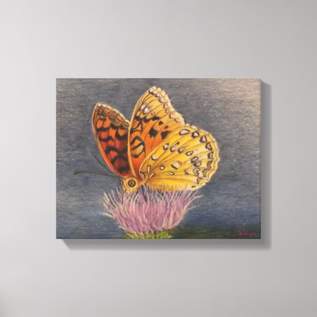 Lienzo Mariposa en un Cardo (Anverso)