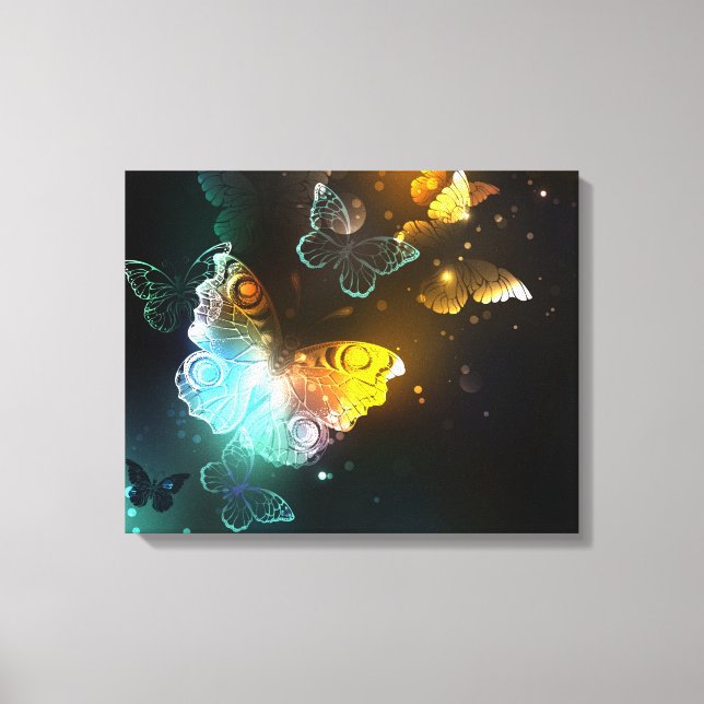 Lienzo Mariposa luminosa y mariposas nocturnas (Anverso)